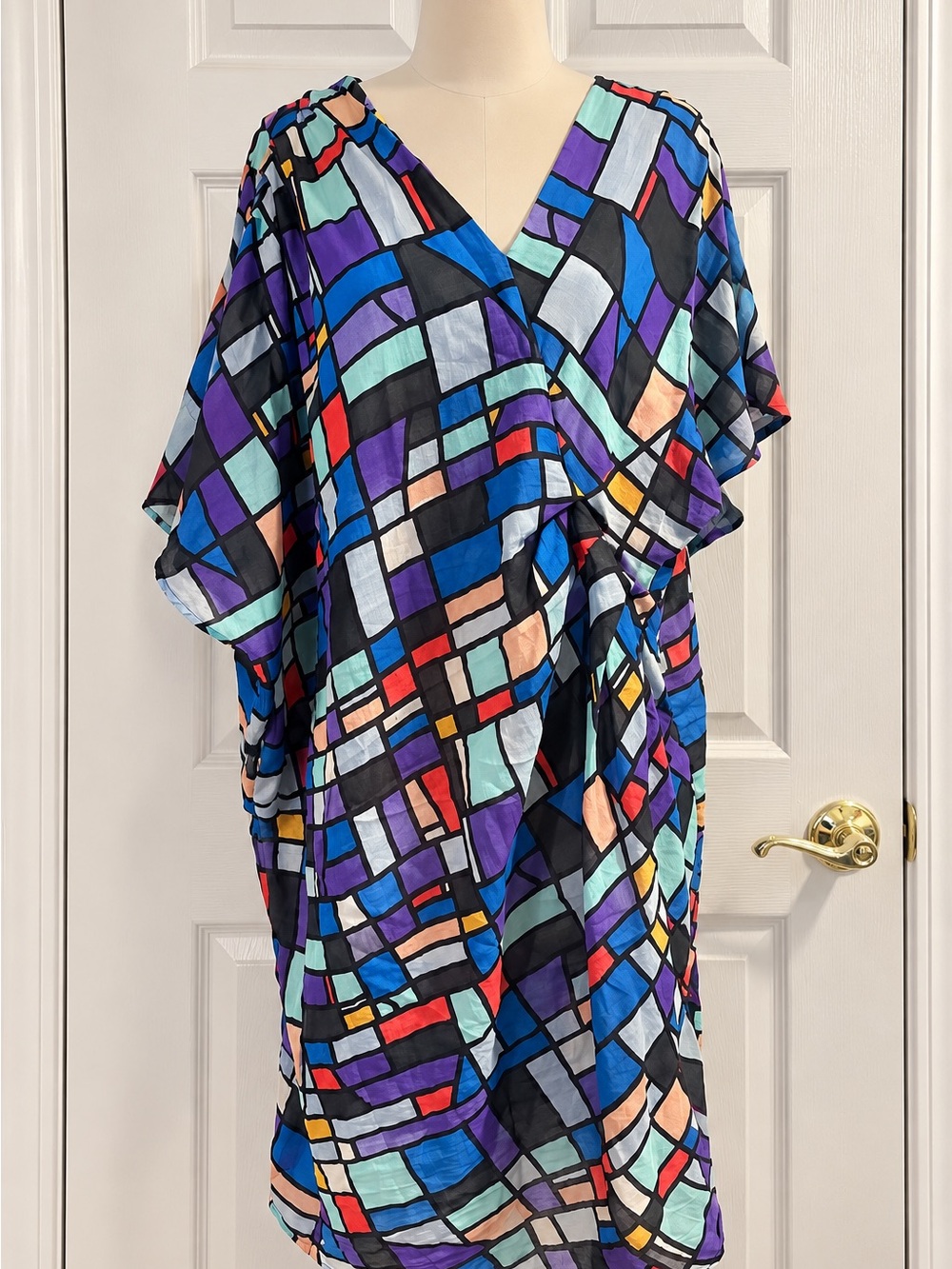 Urban Outfitters Multicolor Geometric V-Neck Tunic